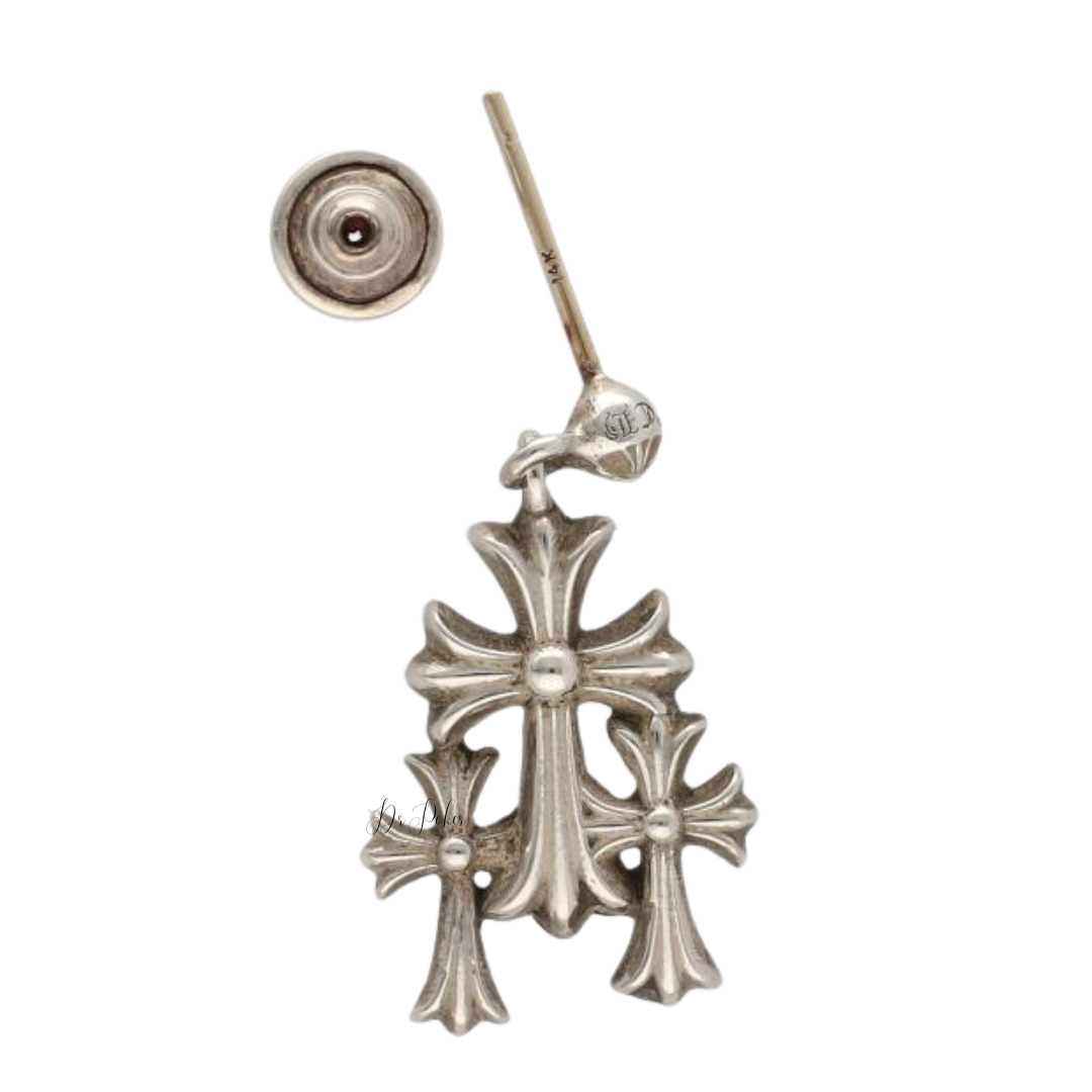 【新品未使用】3 CH Cross Gold Drop Earring