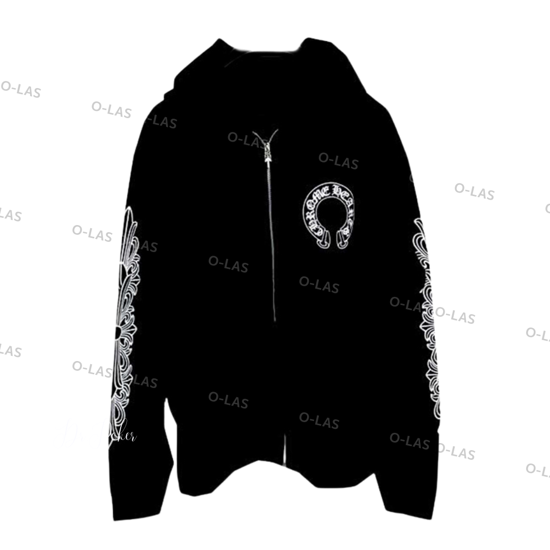 【新品未使用】Floral Cross Horseshoe Zip-Up Hoodies