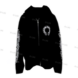 【新品未使用】Floral Cross Horseshoe Zip-Up Hoodies