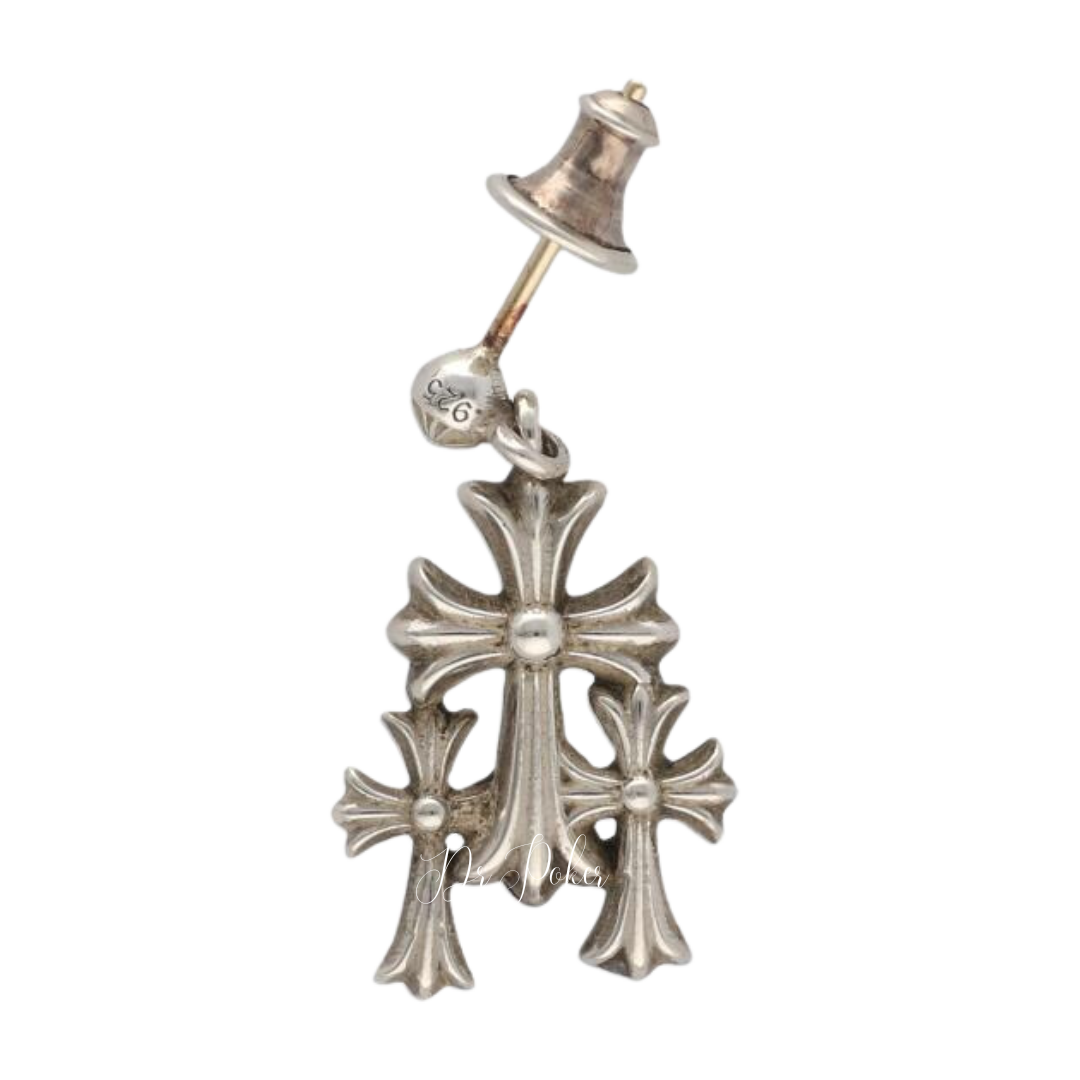 【新品未使用】3 CH Cross Gold Drop Earring