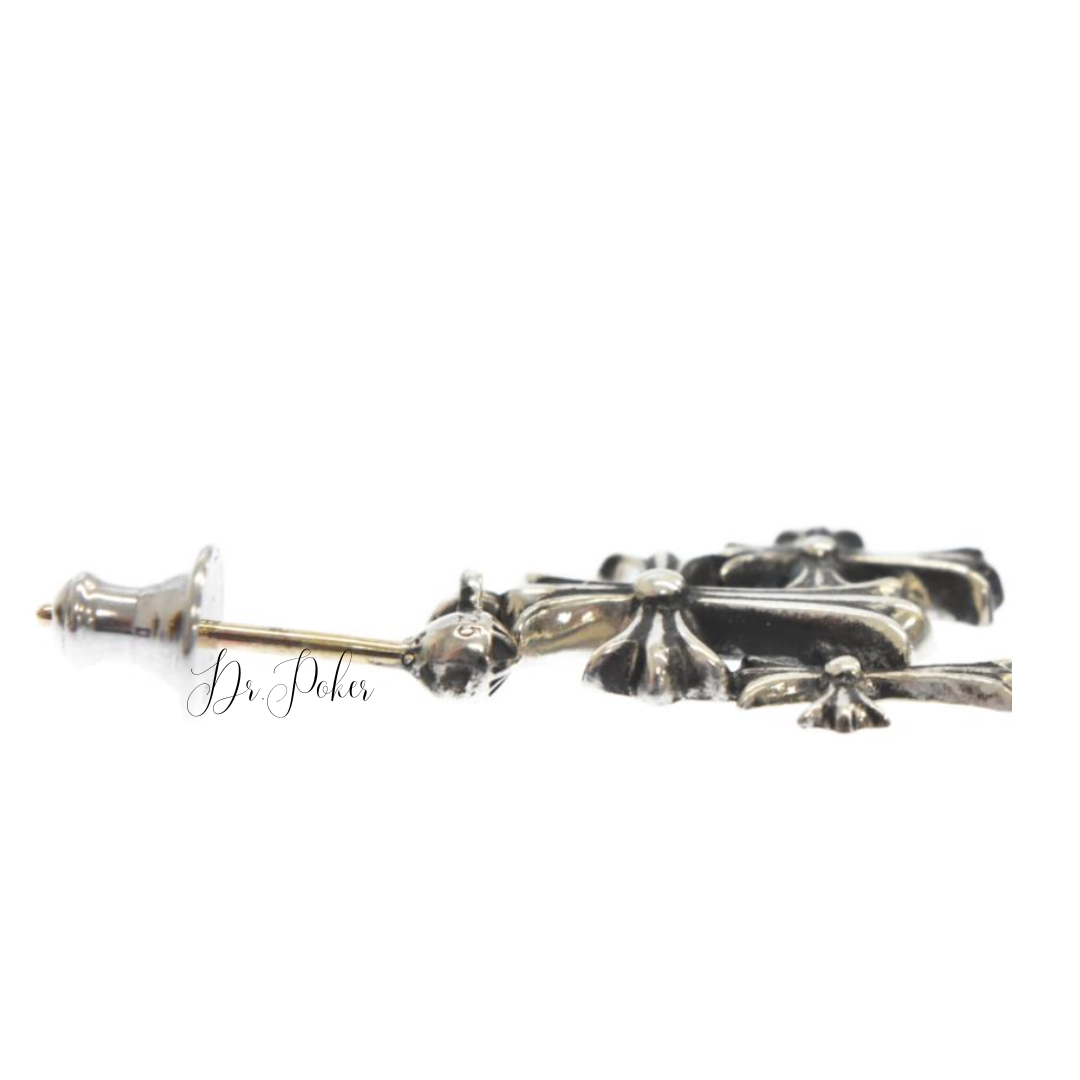 【新品未使用】3 CH Cross Gold Drop Earring